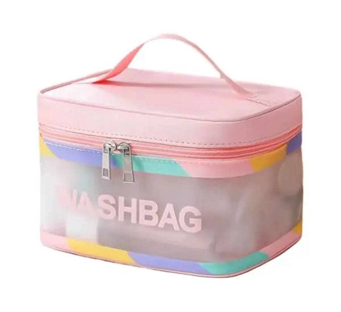 واش بگ مستطیلی طرح دار صورتی