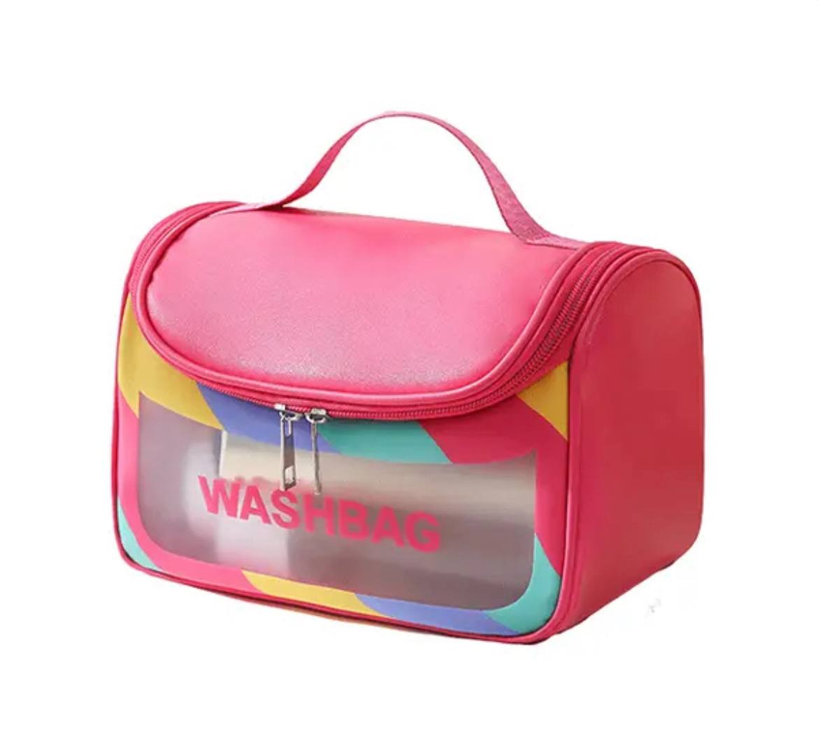 کیف واش بگ صندوقی طرح دار سرخ آبی