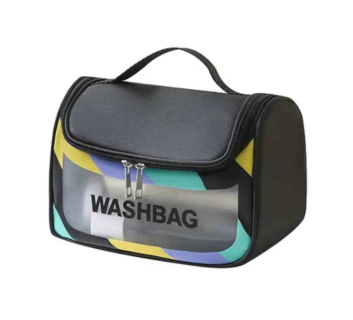 کیف واش بگ صندوقی طرح دار مشکی