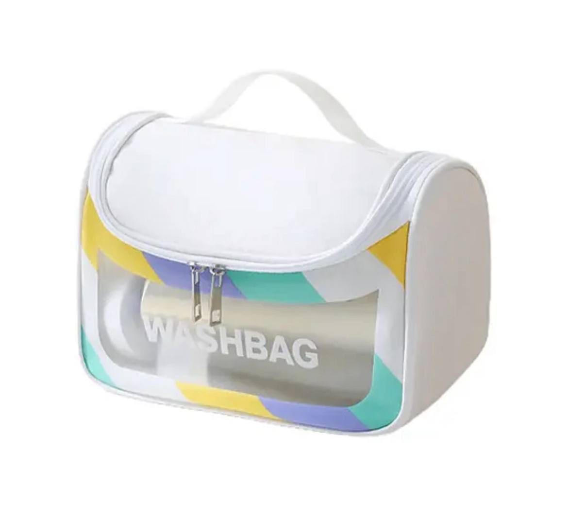 کیف واش بگ صندوقی طرح دار سفید