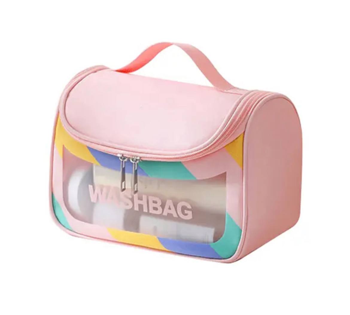 کیف واش بگ صندوقی طرح دار صورتی